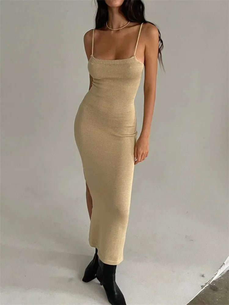 DENIZ BARE-BACK KNITTED MAXI DRESS