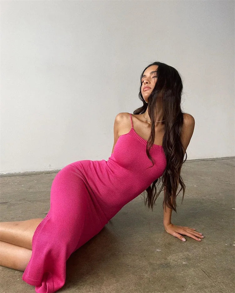 DENIZ BARE-BACK KNITTED MAXI DRESS