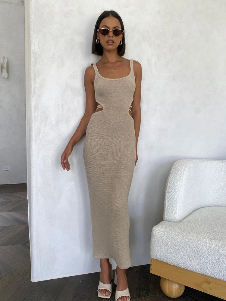 REEMA BARE-BACK KNITTED MAXI DRESS