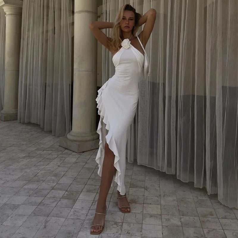 SELENA ASYMMETRIC BARE-BACK DRESS